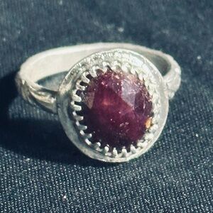 Sterling silver ruby artisan made ring